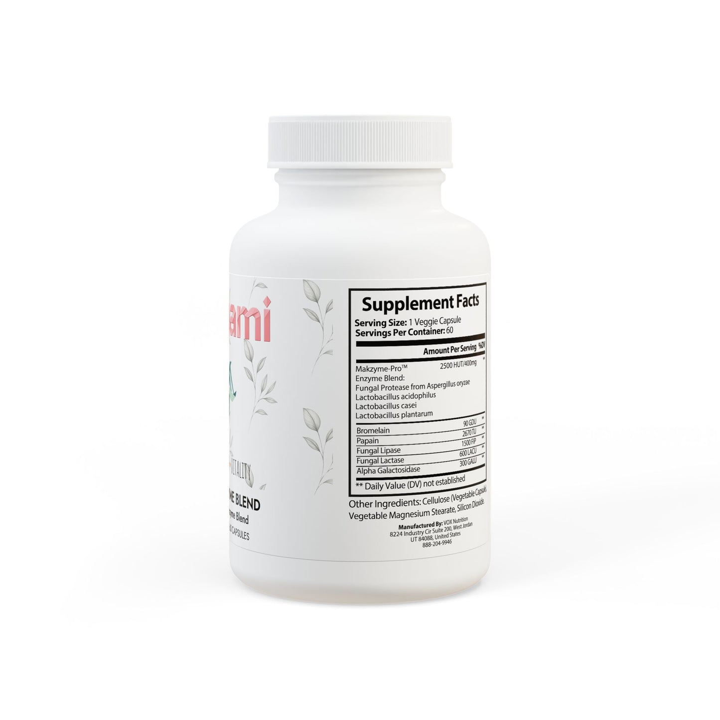Mezcla de enzimas digestivas Vitagami | Apoyo intestinal vegano y alivio de la hinchazón (60 cápsulas)