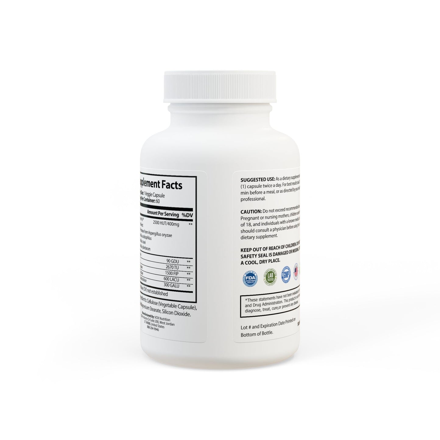 Mezcla de enzimas digestivas Vitagami | Apoyo intestinal vegano y alivio de la hinchazón (60 cápsulas)