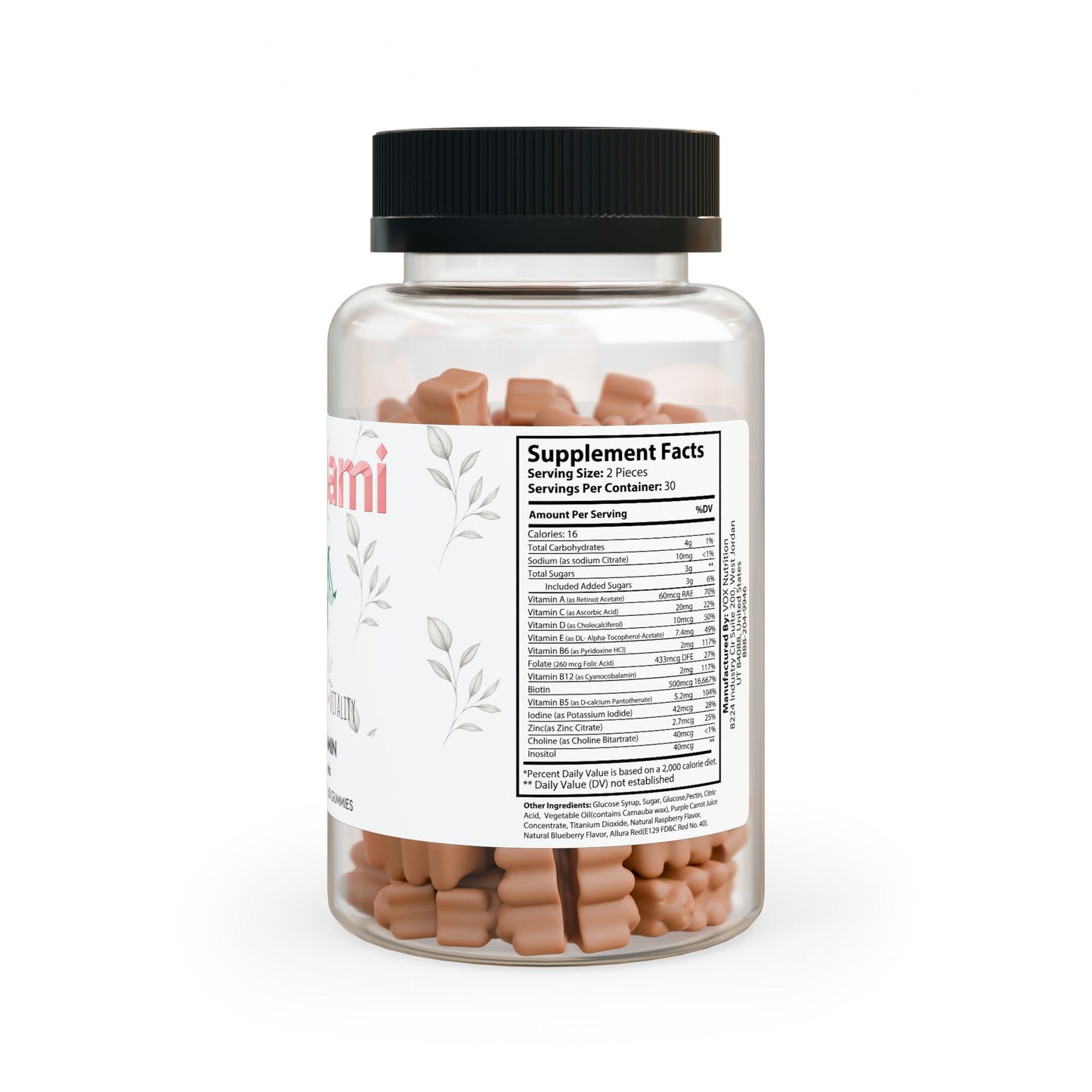 Gomitas vitamínicas para el cabello Vitagami | Belleza y crecimiento capilar (60 gomitas)
