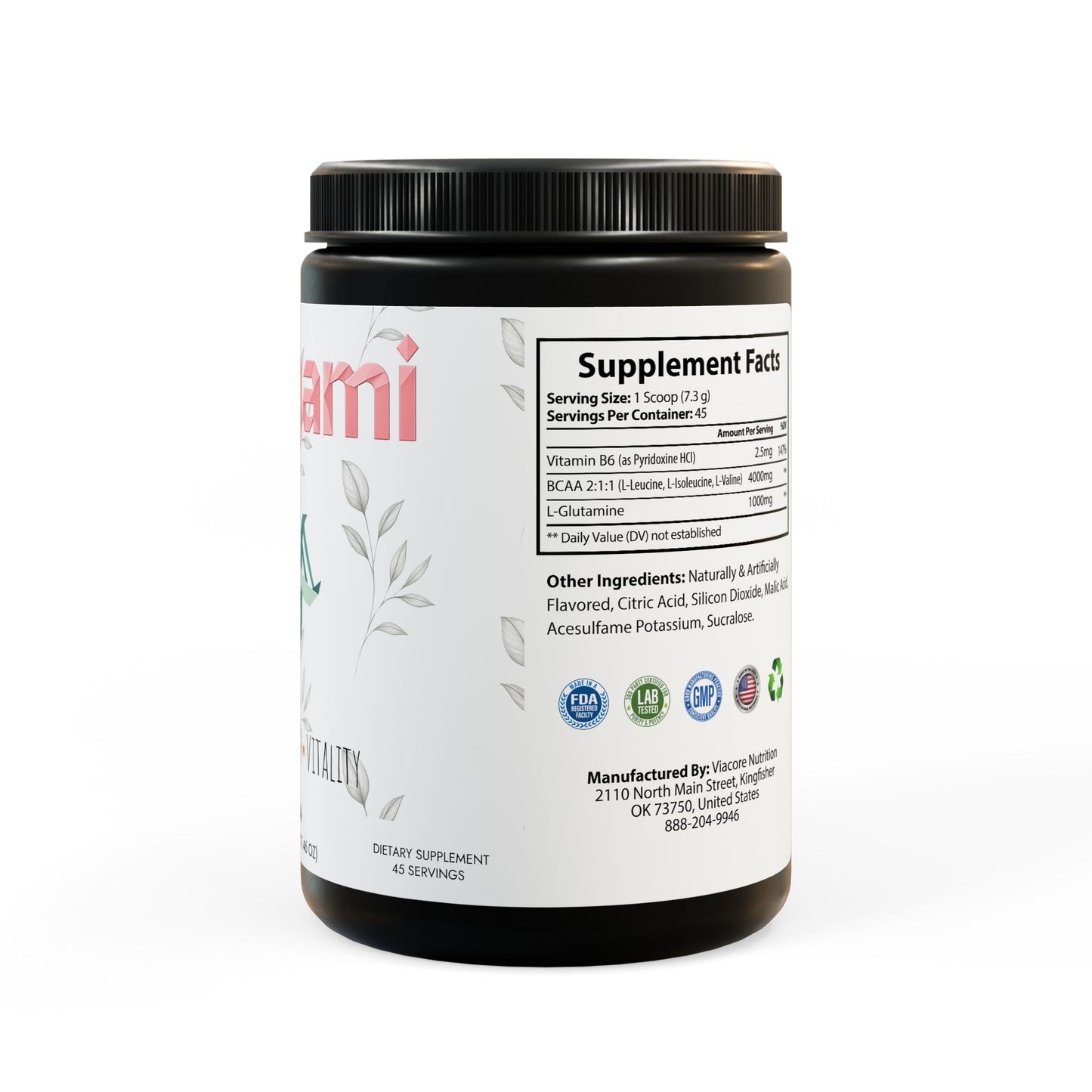 Vitagami BCAA + Glutamine | Watermelon Flavor for Performance & Recovery (325g, 45 Servings)